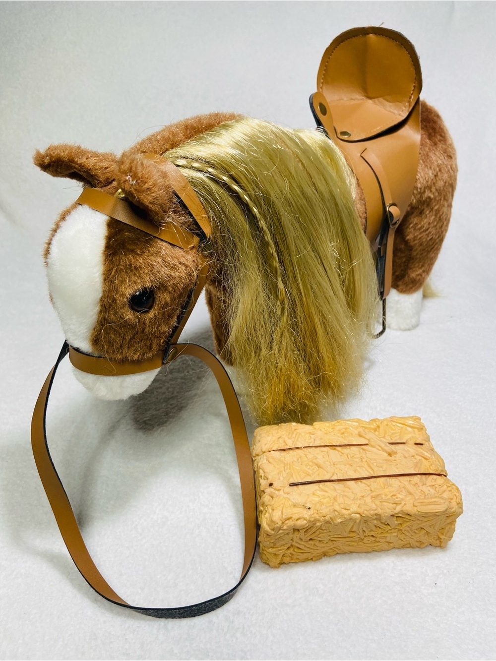 10” Gotz Pottery Barn Kids Plush Horse Saddle +  Hay Bale Toy